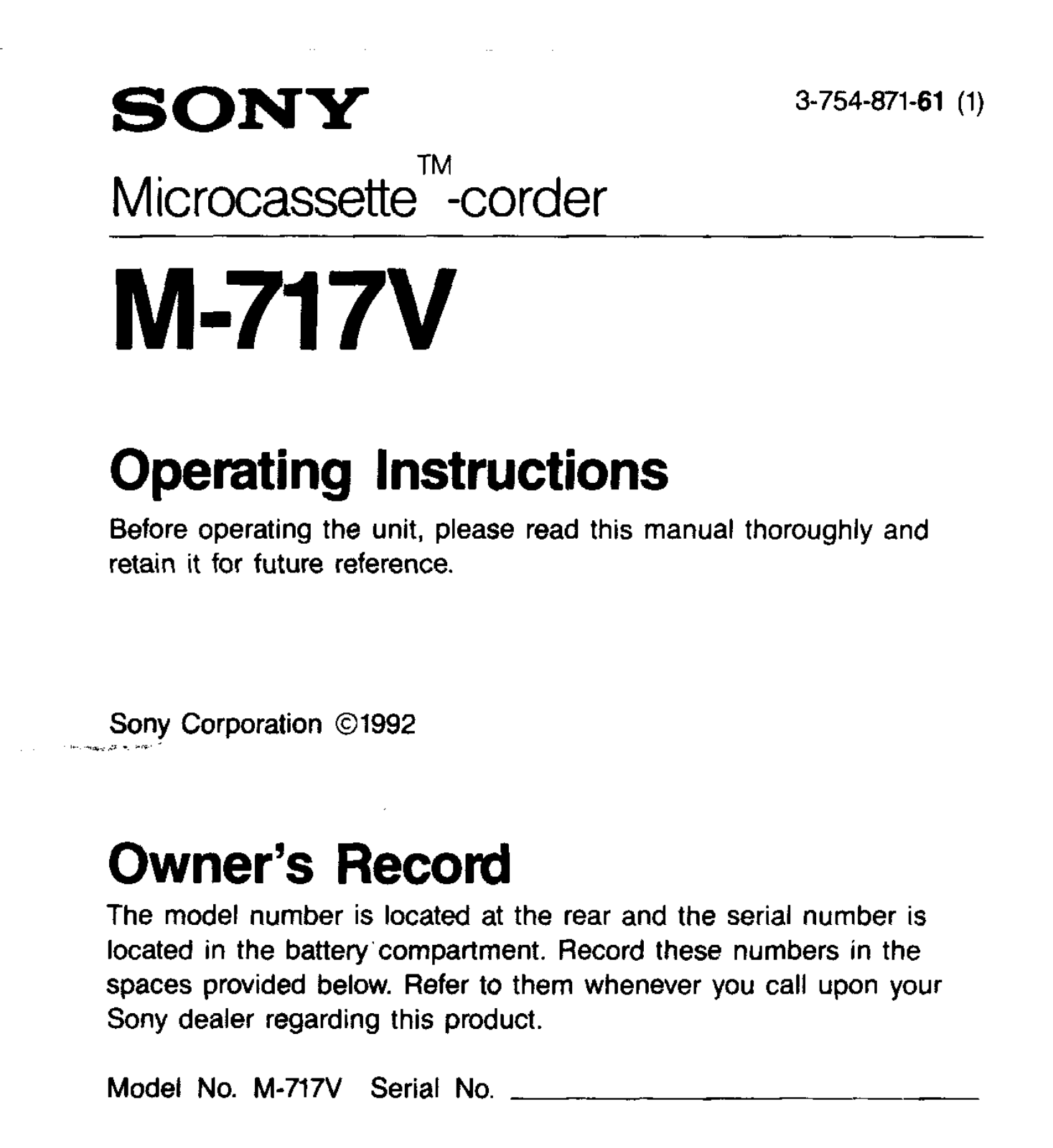 Sony M717V User Manual