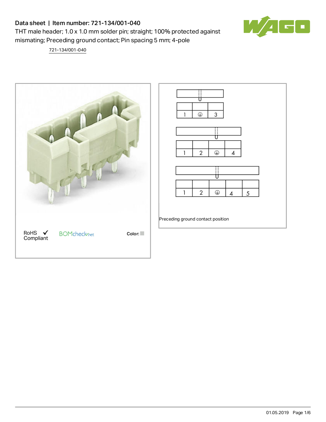 Wago 721-134/001-040 Data Sheet