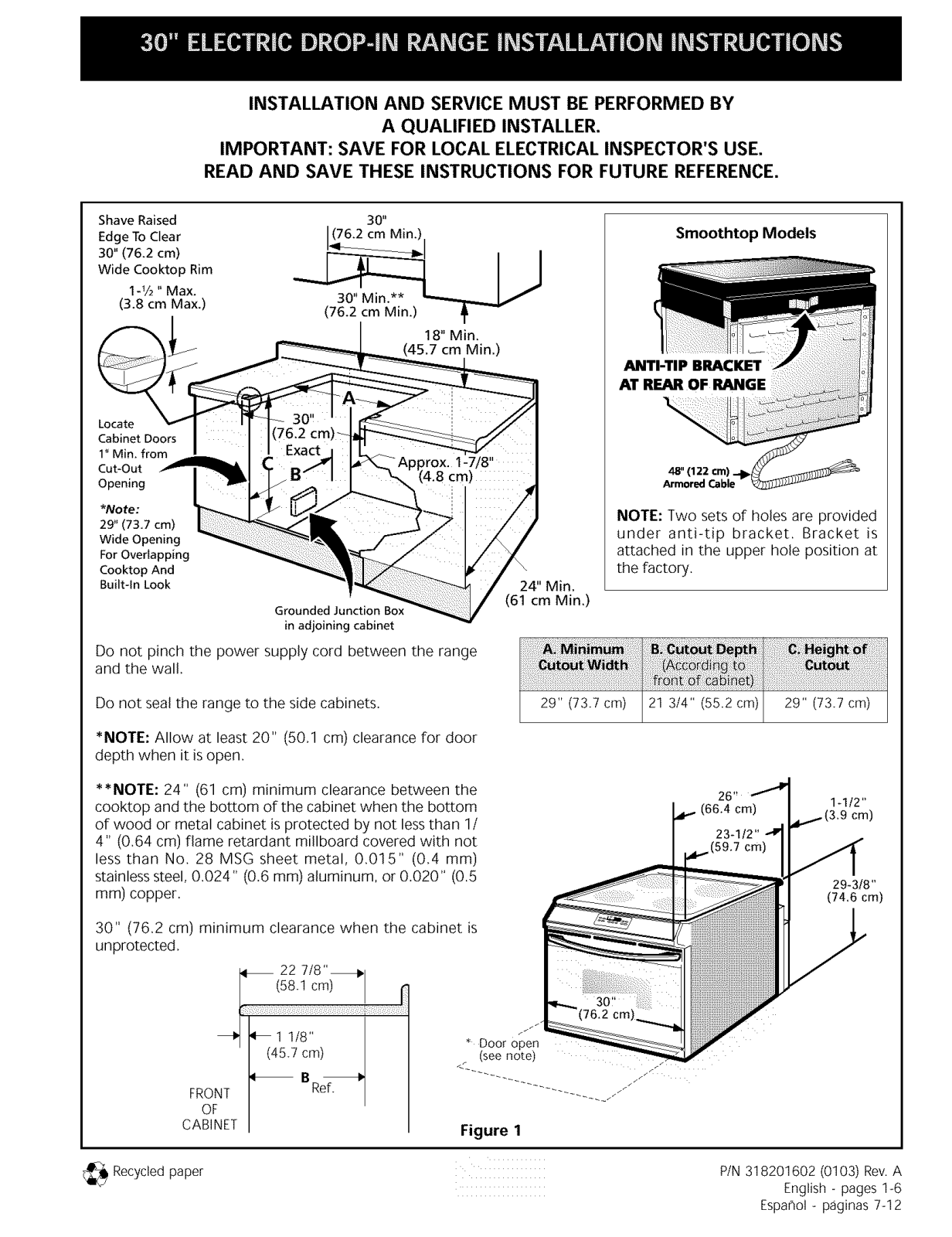 Frigidaire FED300ASD, FED355ABF, FED355ASF, FED367ABF, FED367AQF Installation Guide - ManualMachine.com