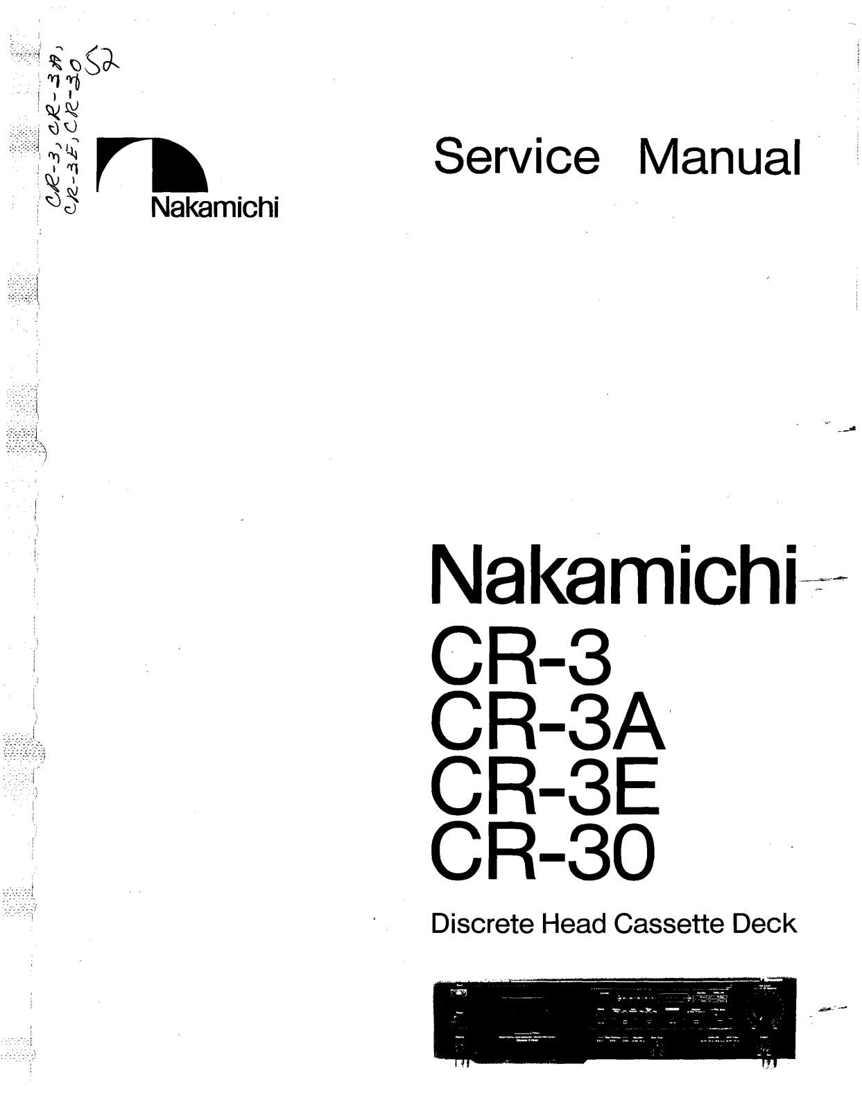 Nakamichi CR-3, CR-3A, CR-3E, CR-30 Service Manual