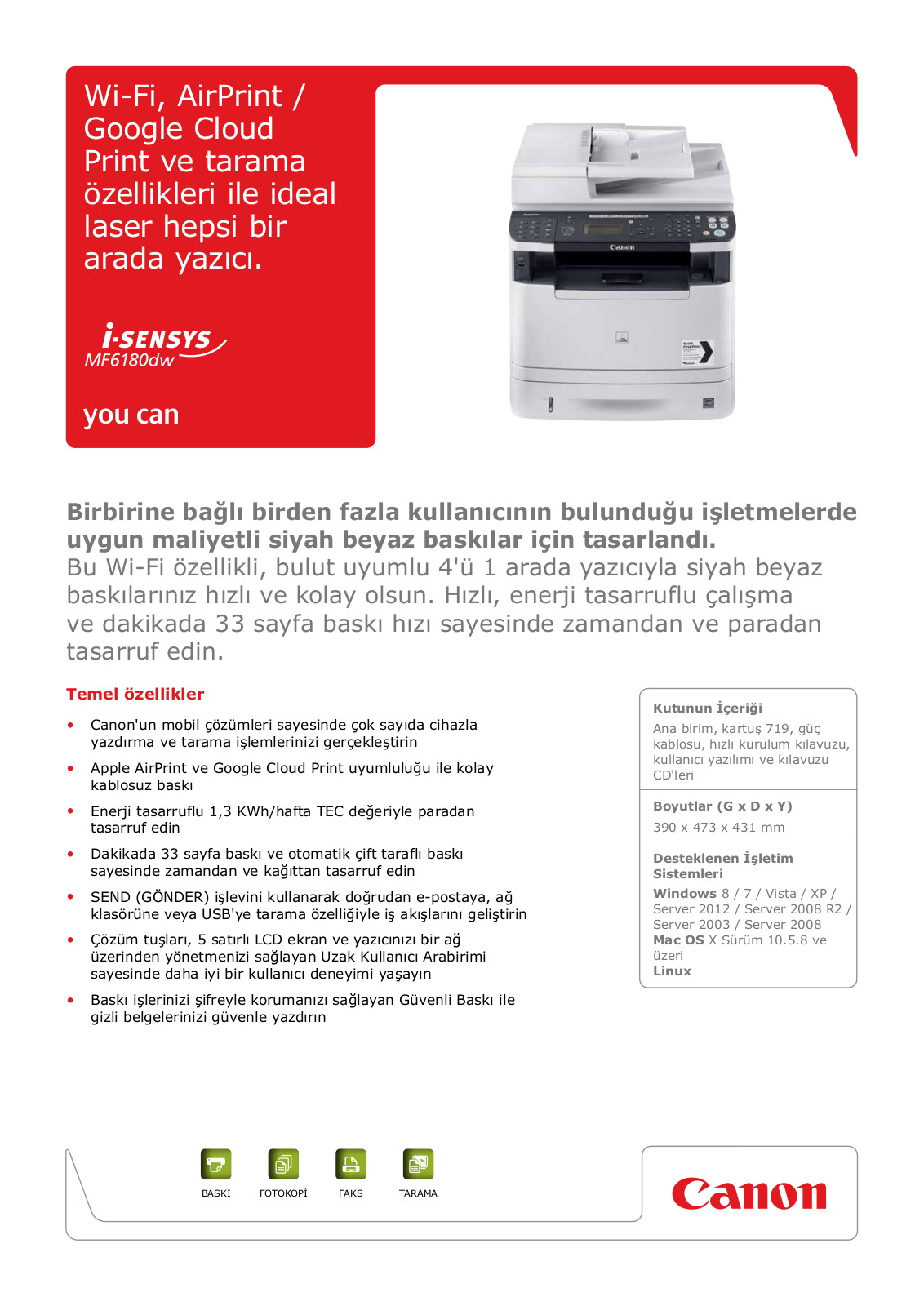 Canon I-SENSYS MF6180DW BROCHURE