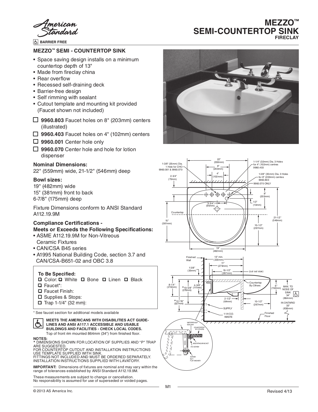 American Standard 9960.070 User Manual