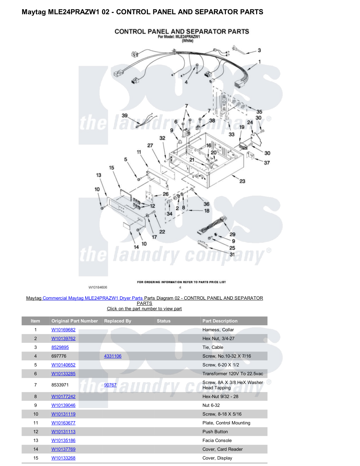 Maytag MLE24PRAZW1 Parts Diagram