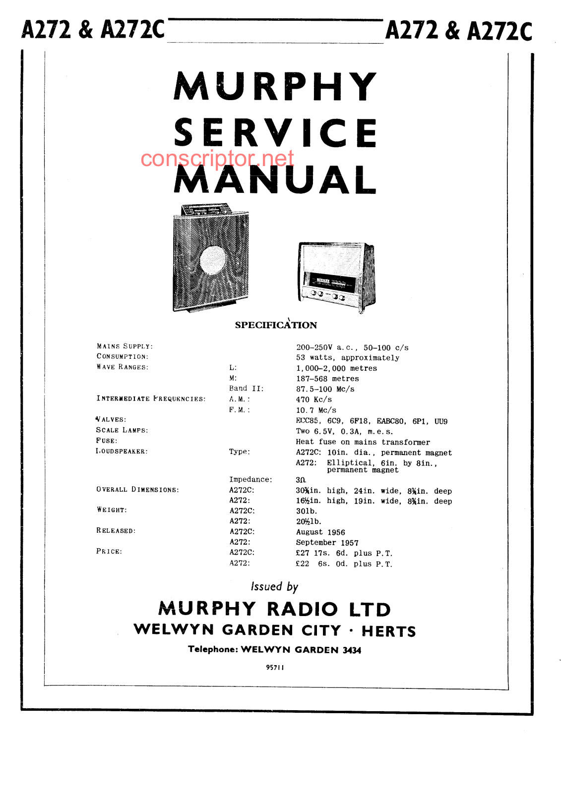 Murphy A272, A272C Service manual