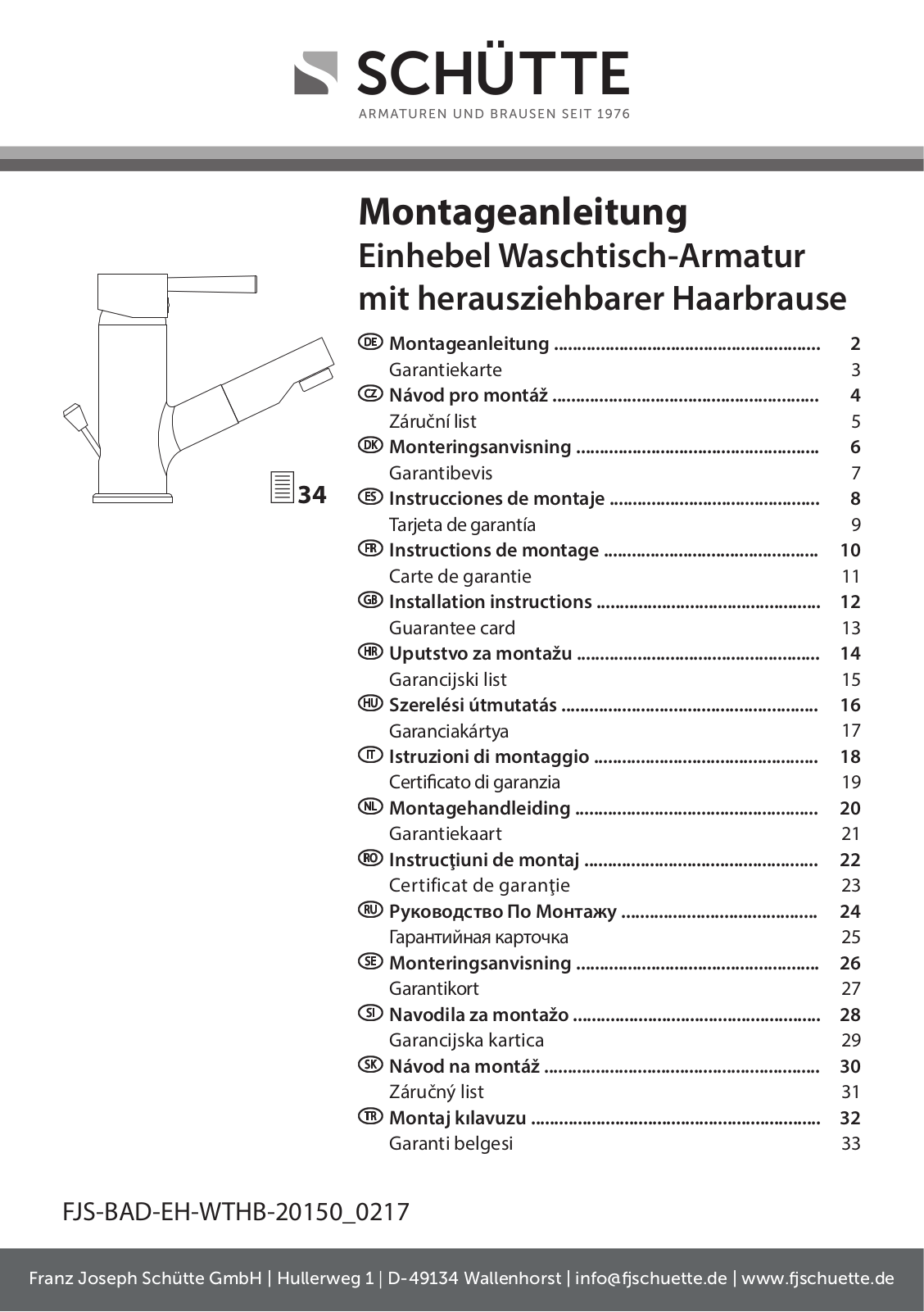 SCHÜTTE Cornwall Installation Instructions Manual - ManualMachine.com