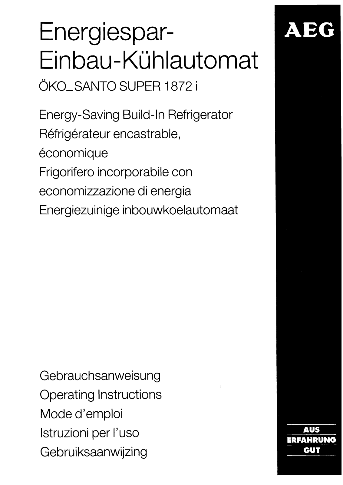 AEG S1675-5I, SANTO Super S1872-1 I, S1672-1I, S1872-5ICH, S1875-5I User Manual