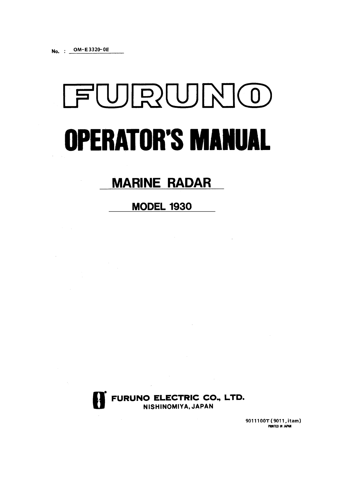 Furuno 1930 User Manual