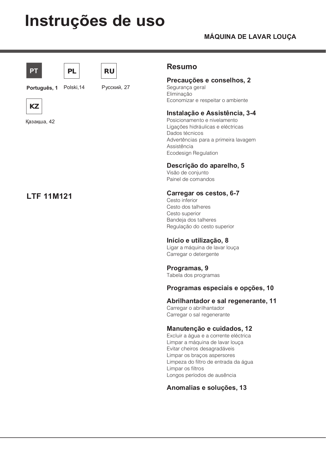 Hotpoint Ariston LTF 11M121 O EU User Manual