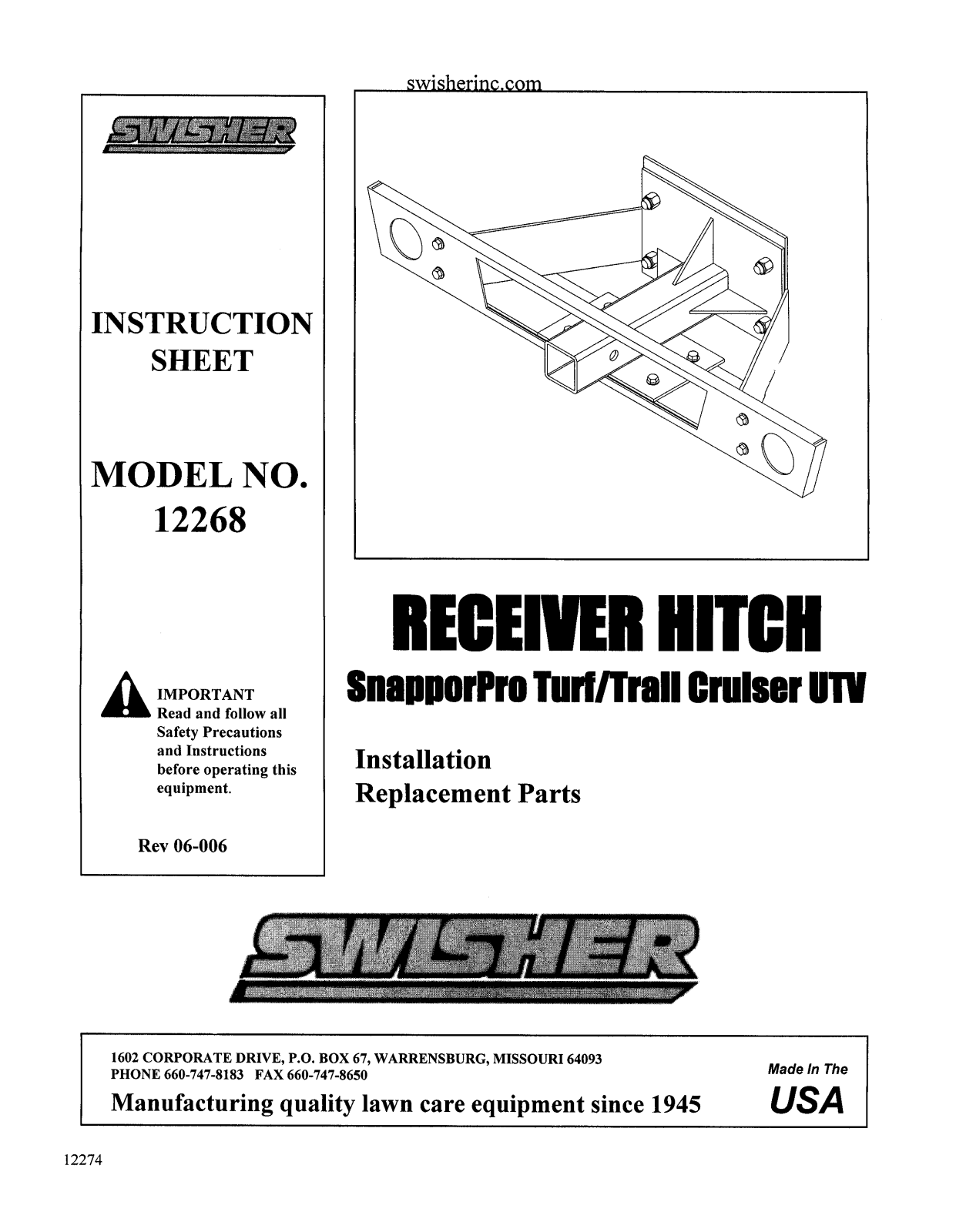 Swisher 12268 User Manual