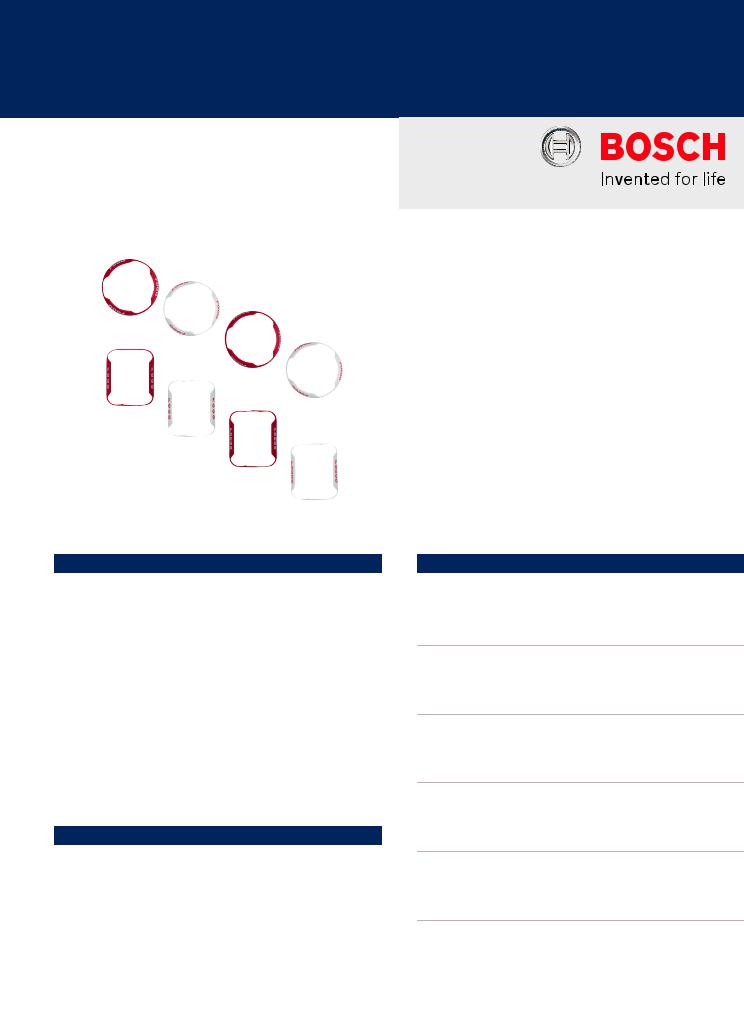 Bosch SS-BZW-PG, SS-BZWC-SP, SS-BZR-PG Specsheet