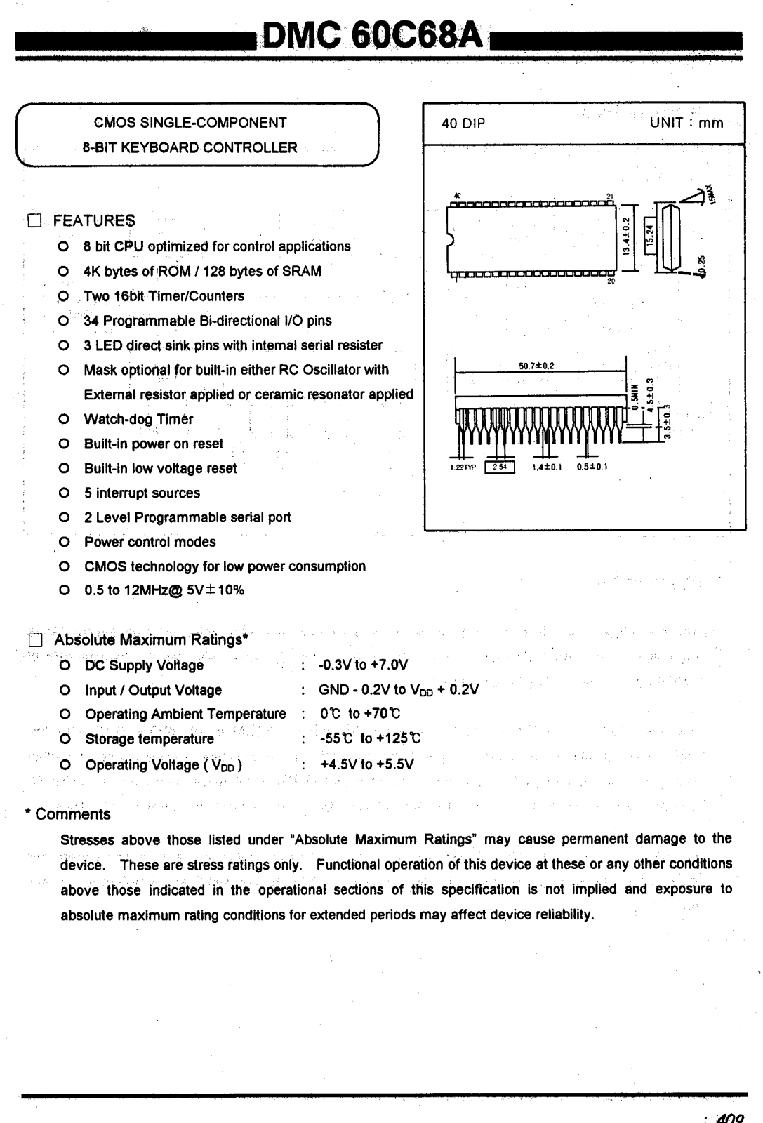 Daewoo Semiconductor DMC60C68A Datasheet