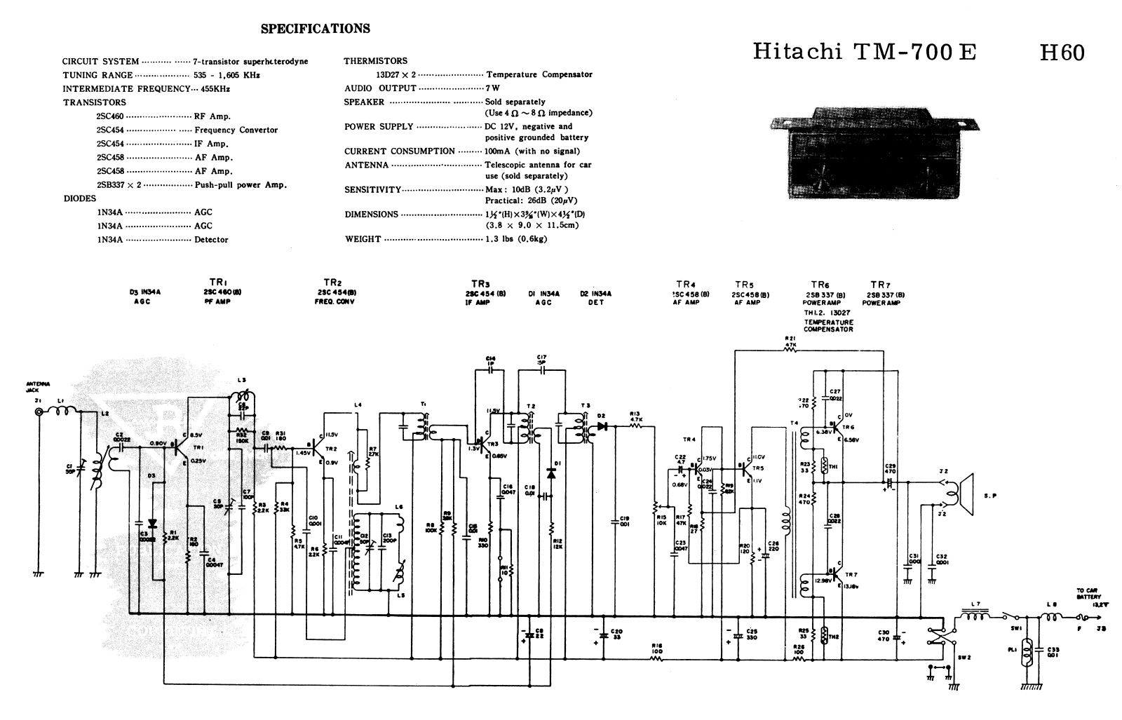 Hitachi TM-700E Cirquit Diagram