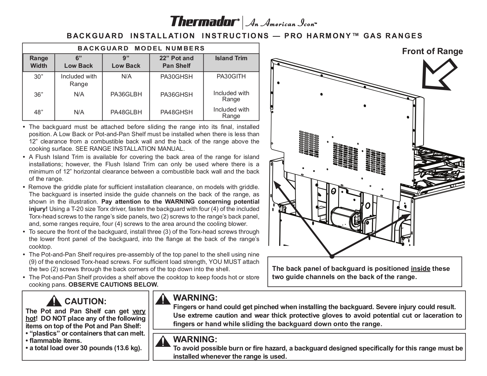 Thermador PA30GLBH, PA36GLBH, PA48GLBH User Manual