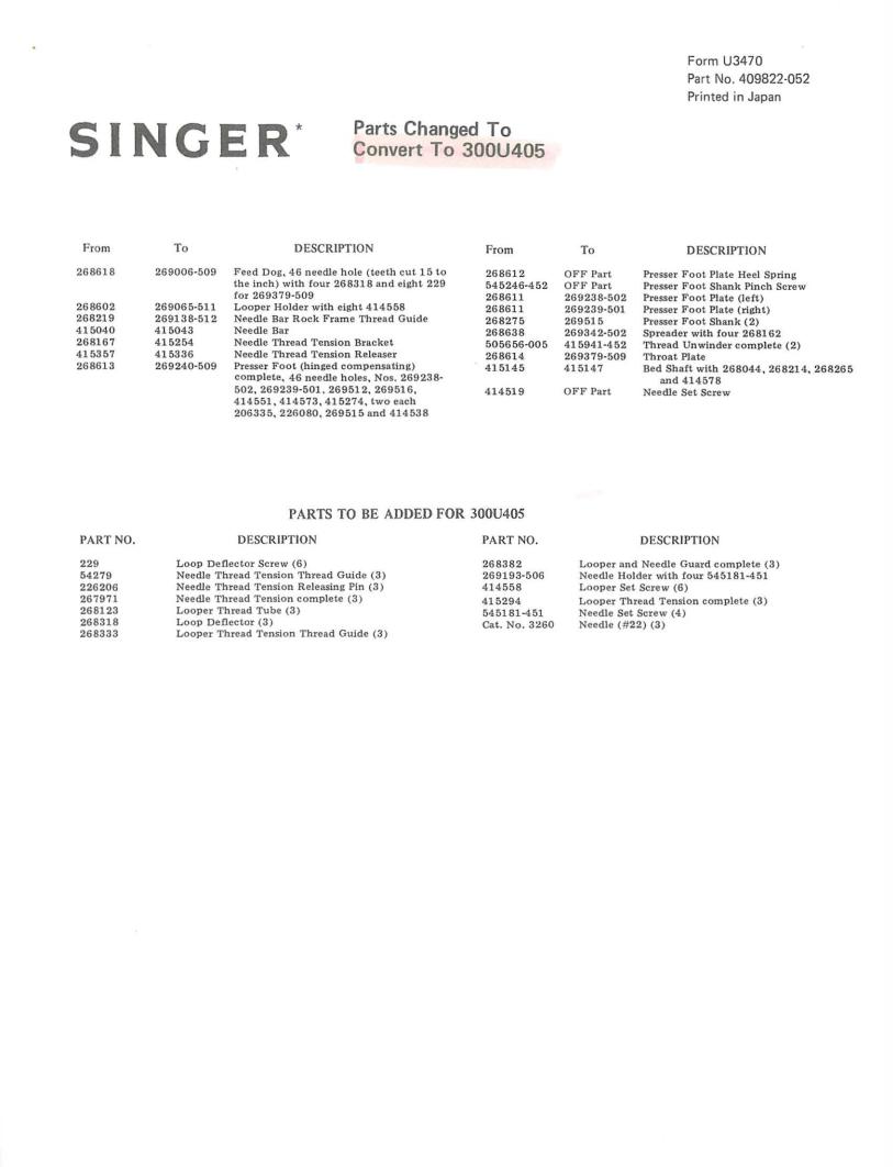 Singer 300U Manual