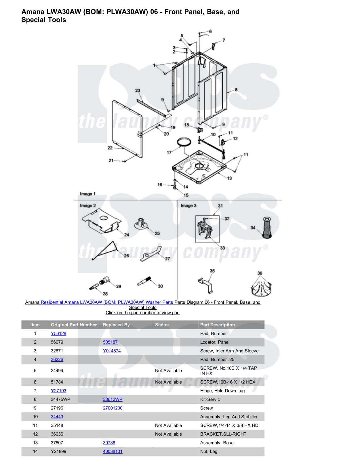 Amana LWA30AW Parts Diagram