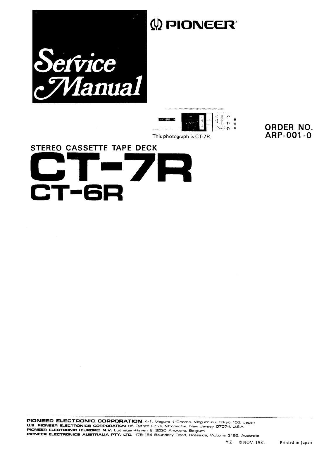 Pioneer CT-7R, CT-6R User Manual
