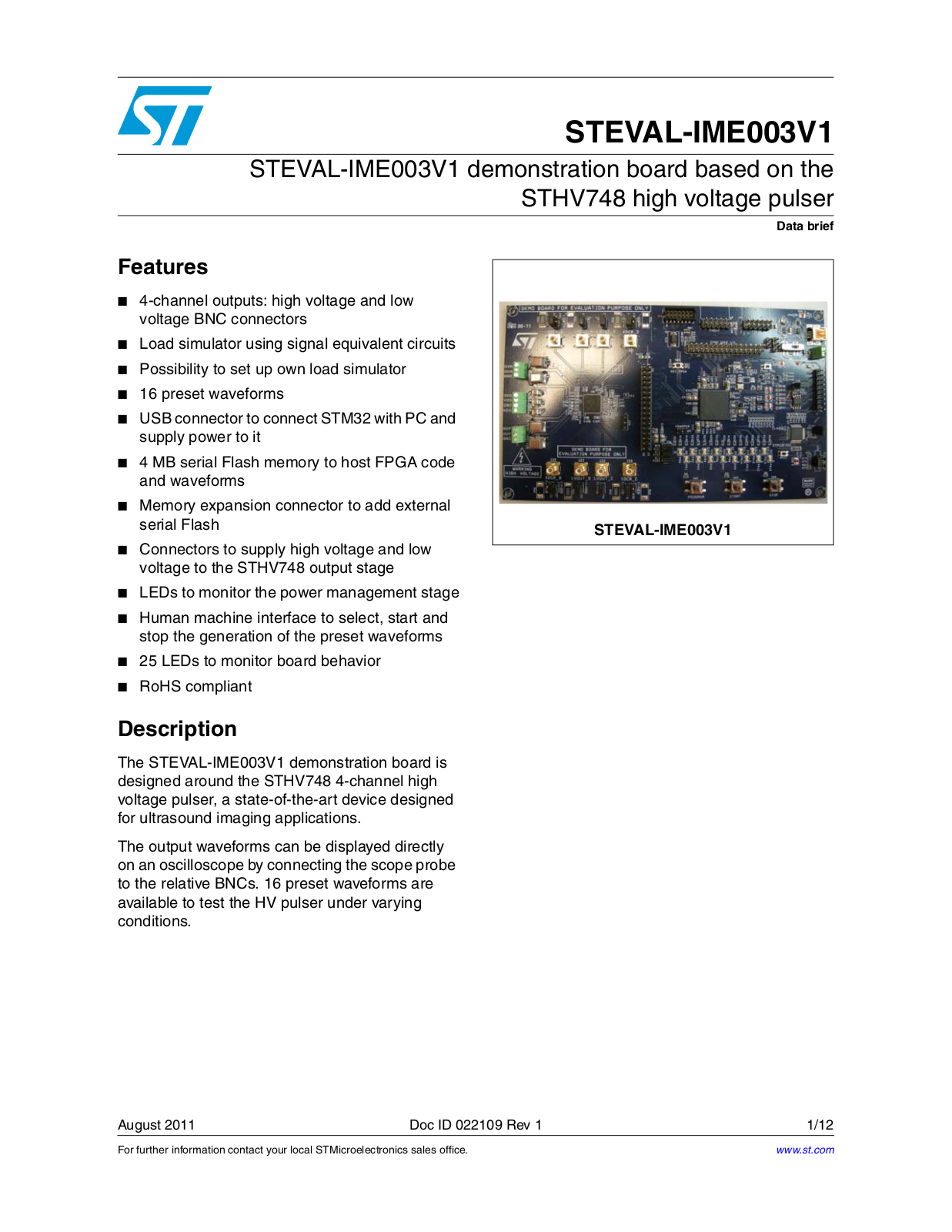 ST IME003V1 User Manual