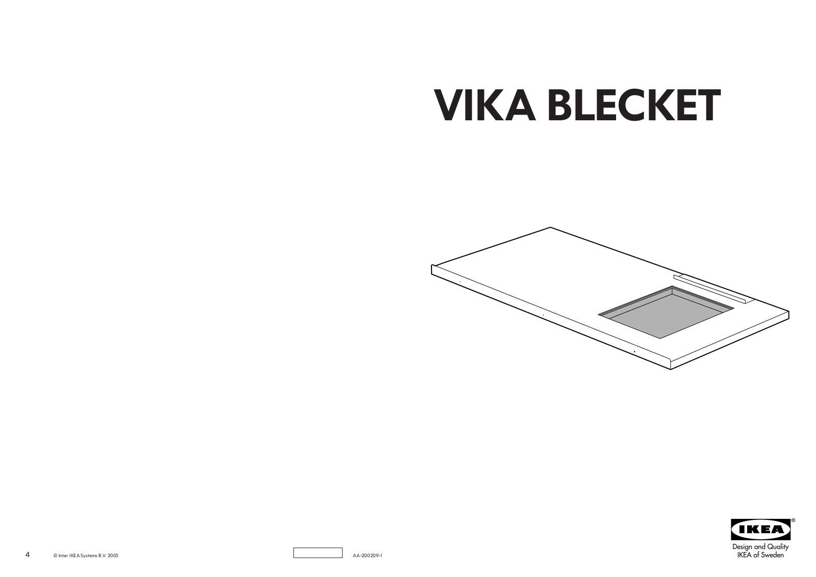 IKEA VIKA BLECKET DRAWING TABLE TOP 59X30 Assembly Instruction