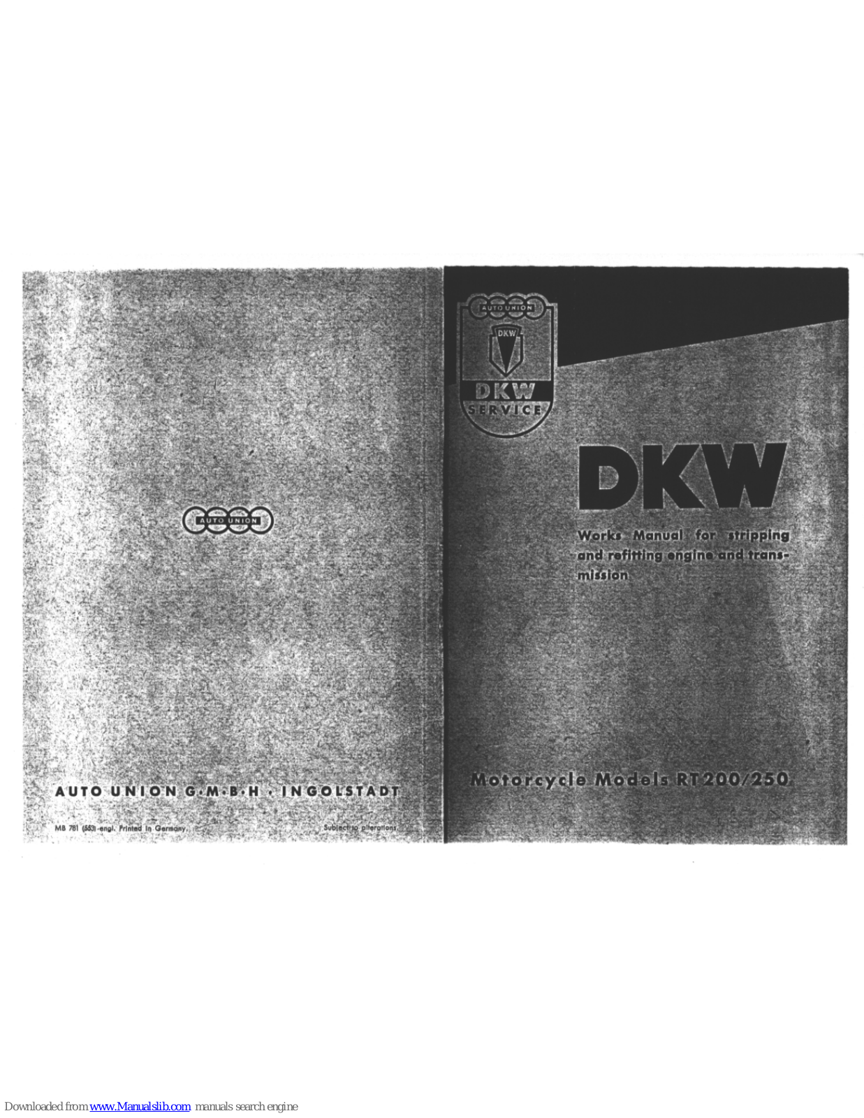 DKW RT 200, RT 250 Service Manual - ManualMachine.com