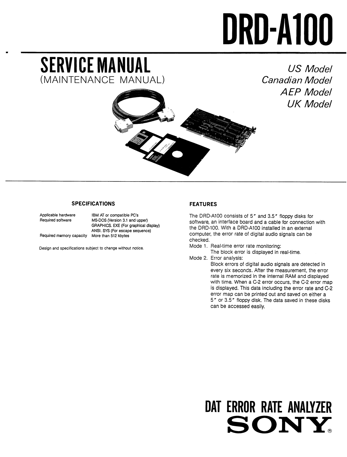 Sony DRDA-100 Service manual