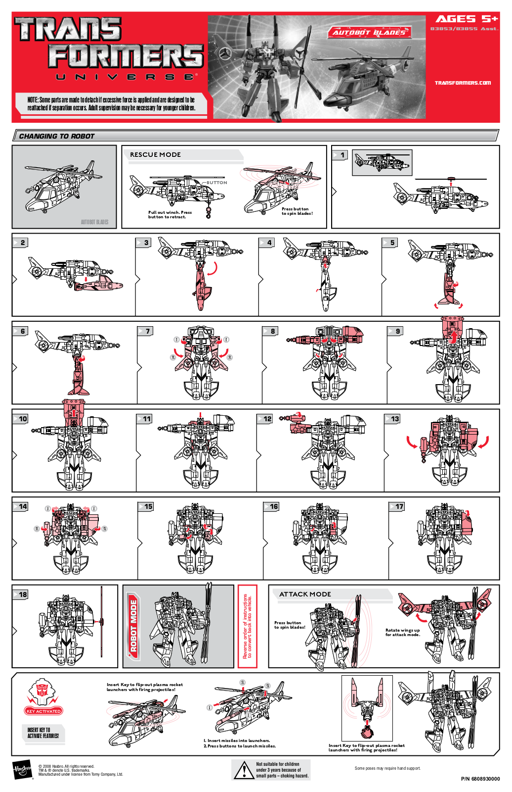 Hasbro TRANSFORMERS UNIVERSE AUTOBOT BLADES User Manual