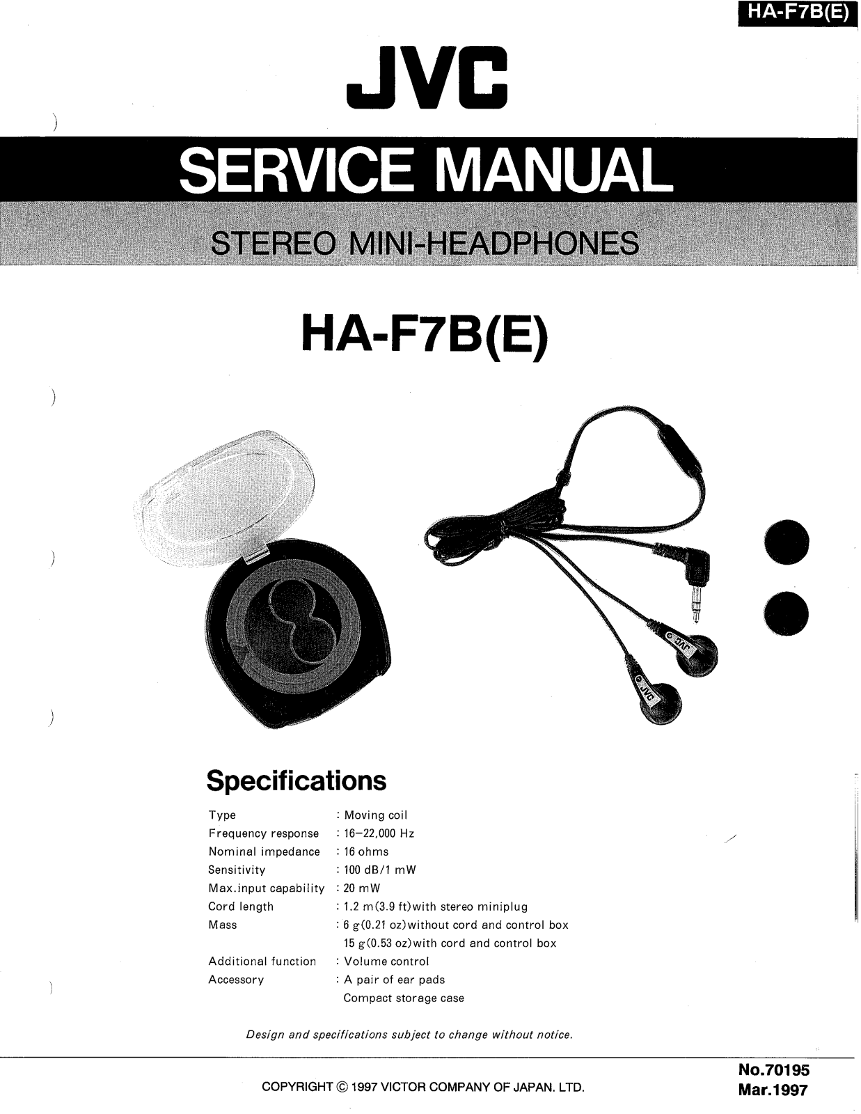 JVC HA-F7B(E) Service Manual