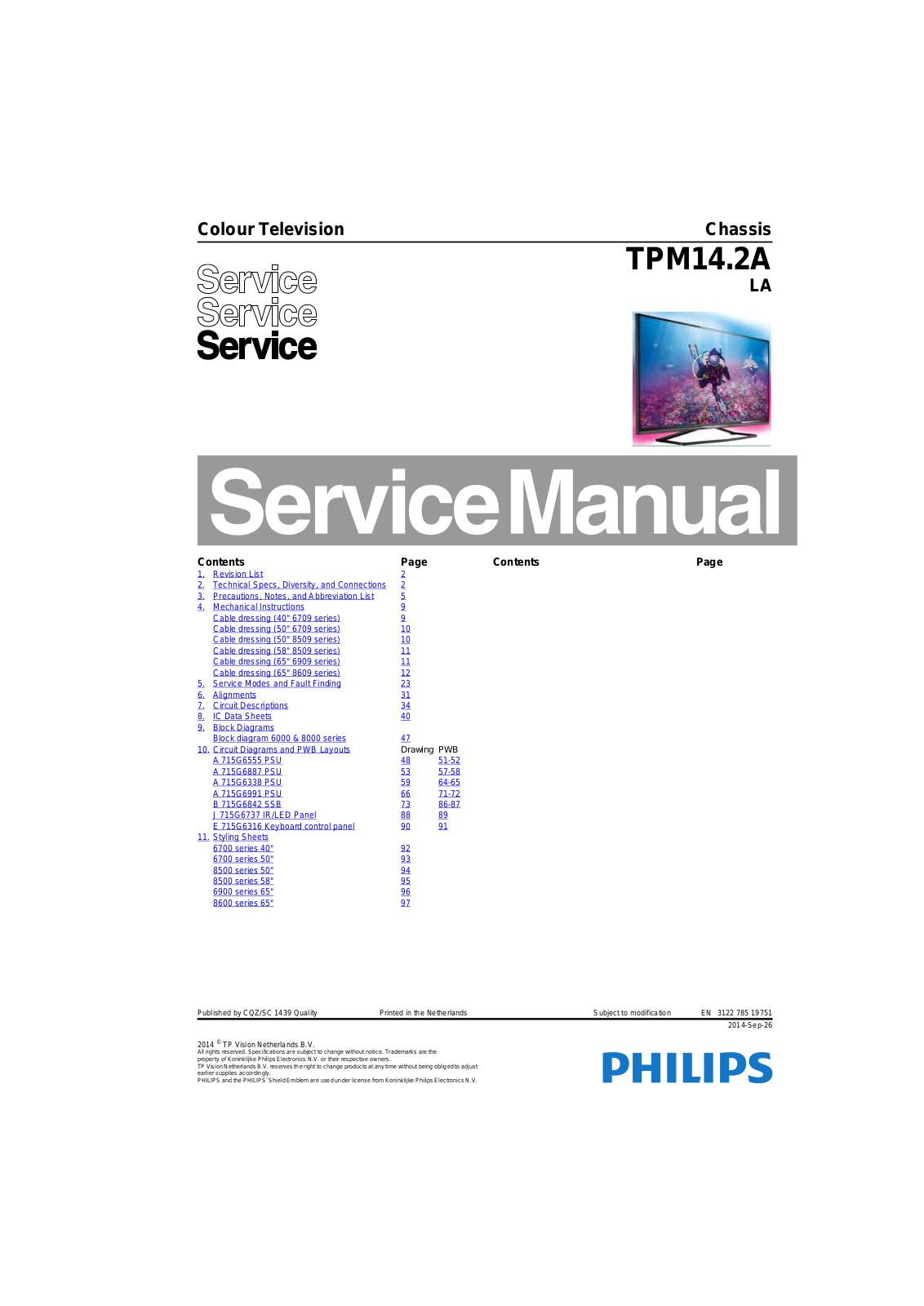 Philips 40PFT6709 Schematic