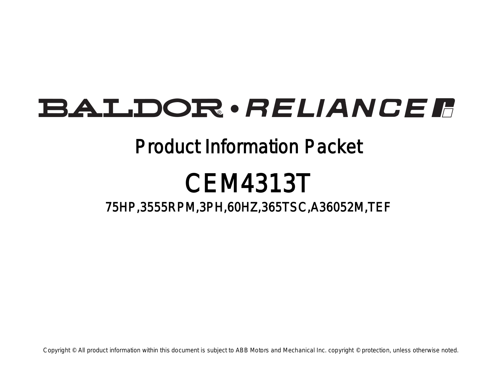 Baldor CEM4313T Product Information Sheet