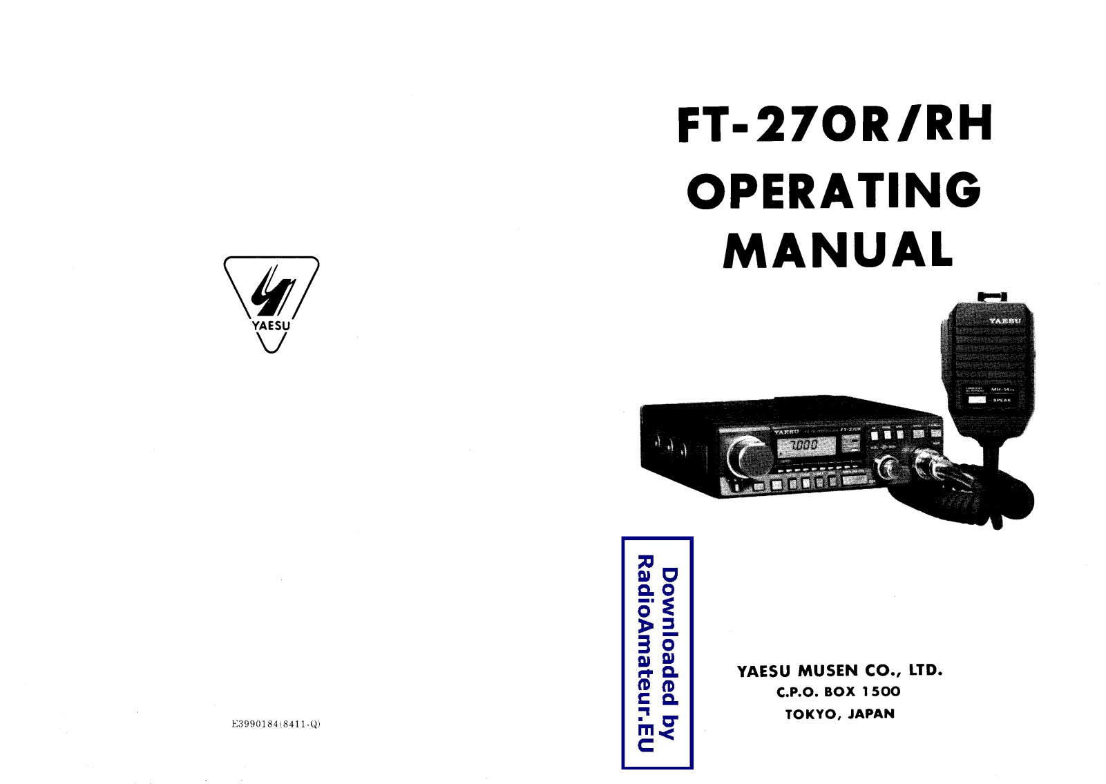 Yaesu FT-270R, FT-270RH Operating Manual