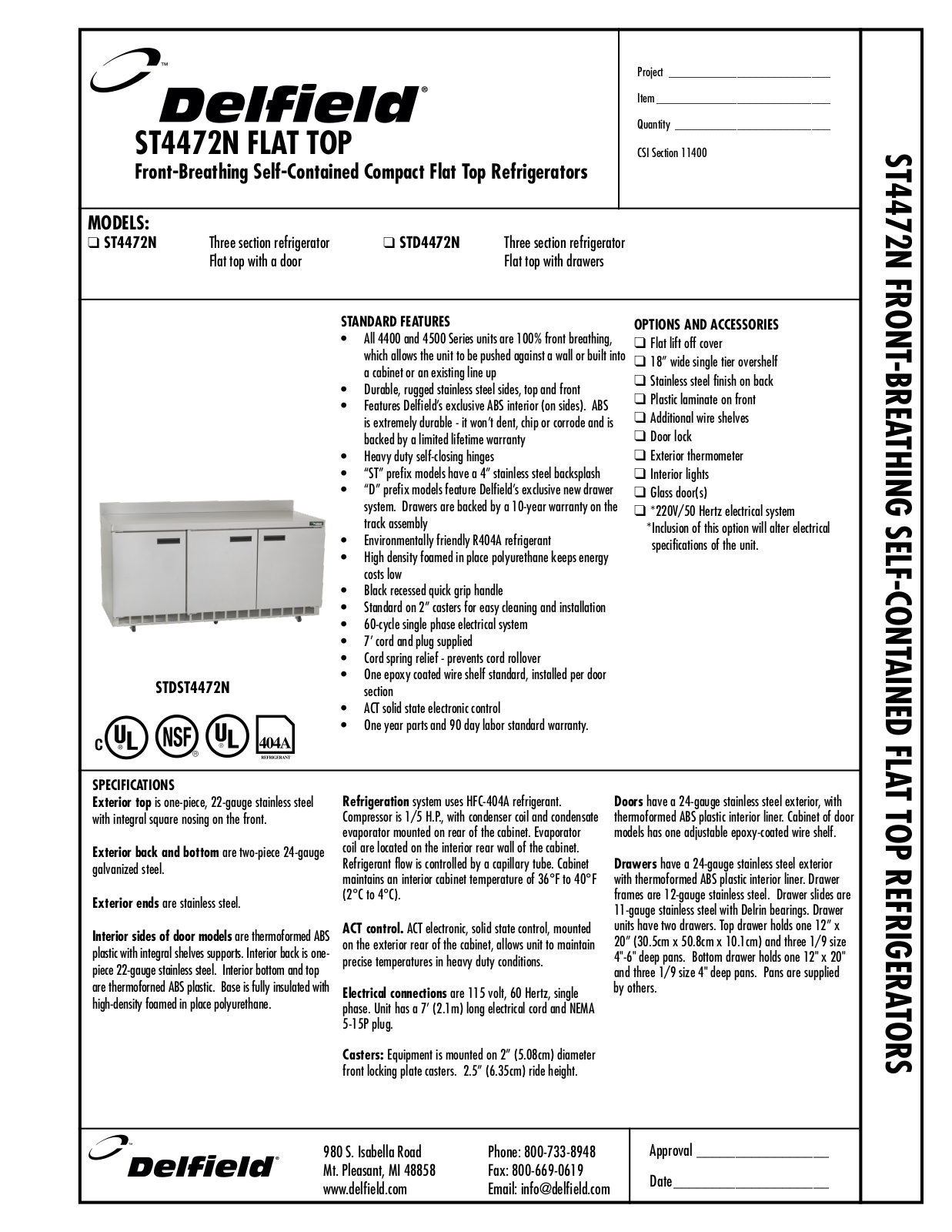 Delfield ST4427N, STD4427N User Manual