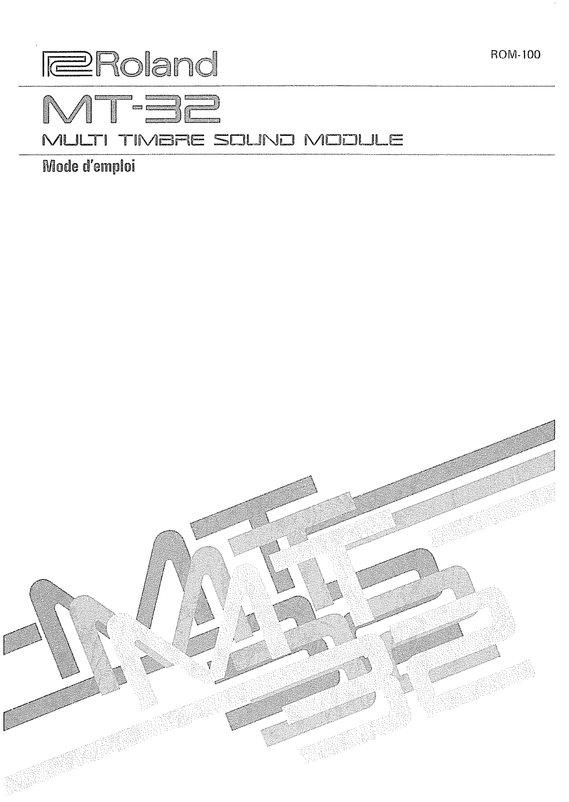 Roland MT-32 User Manual