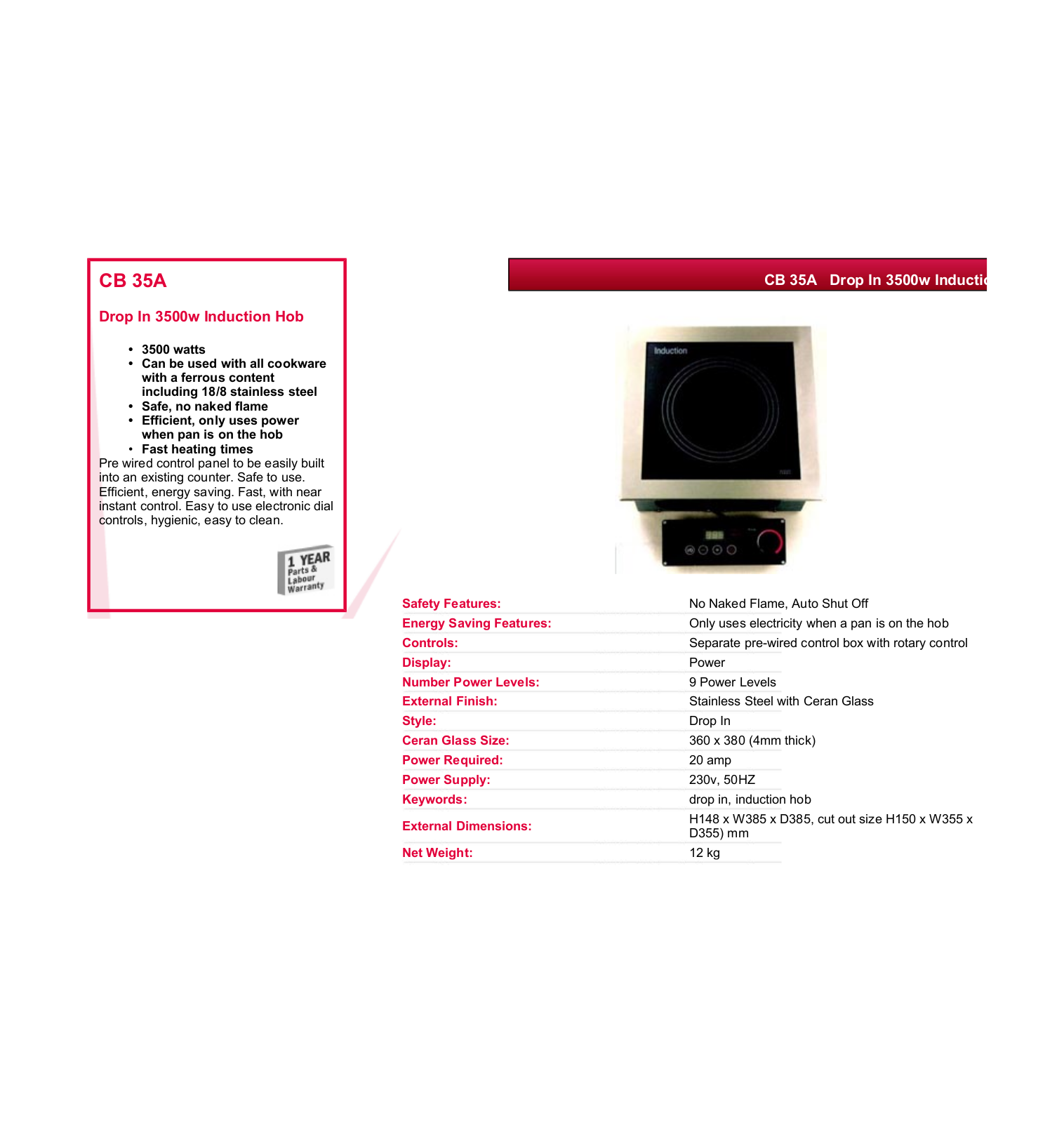 Valera CB 35A DATASHEET