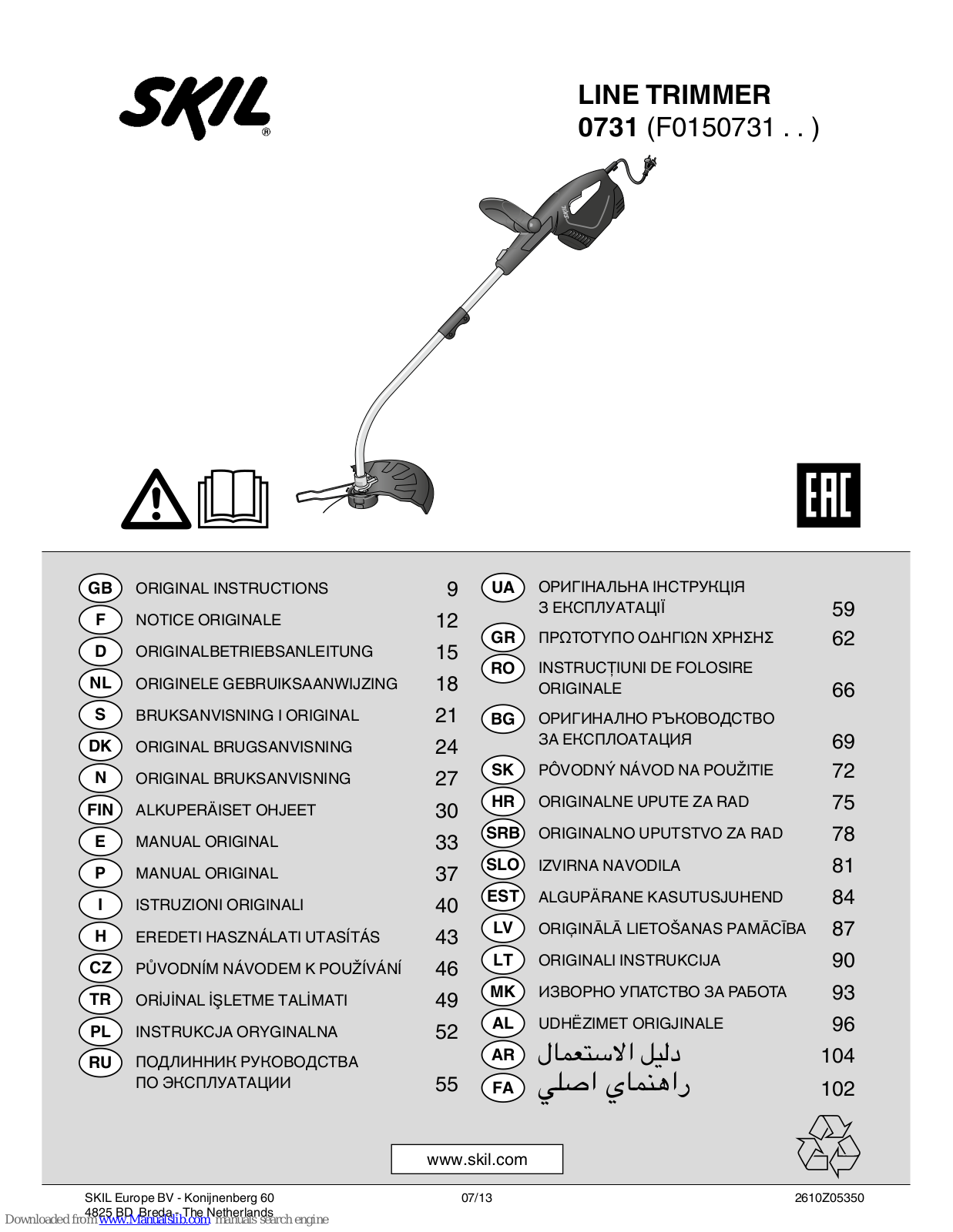 Skil 0731 Original Instructions Manual