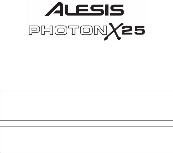 Alesis PHOTONX25 User Manual
