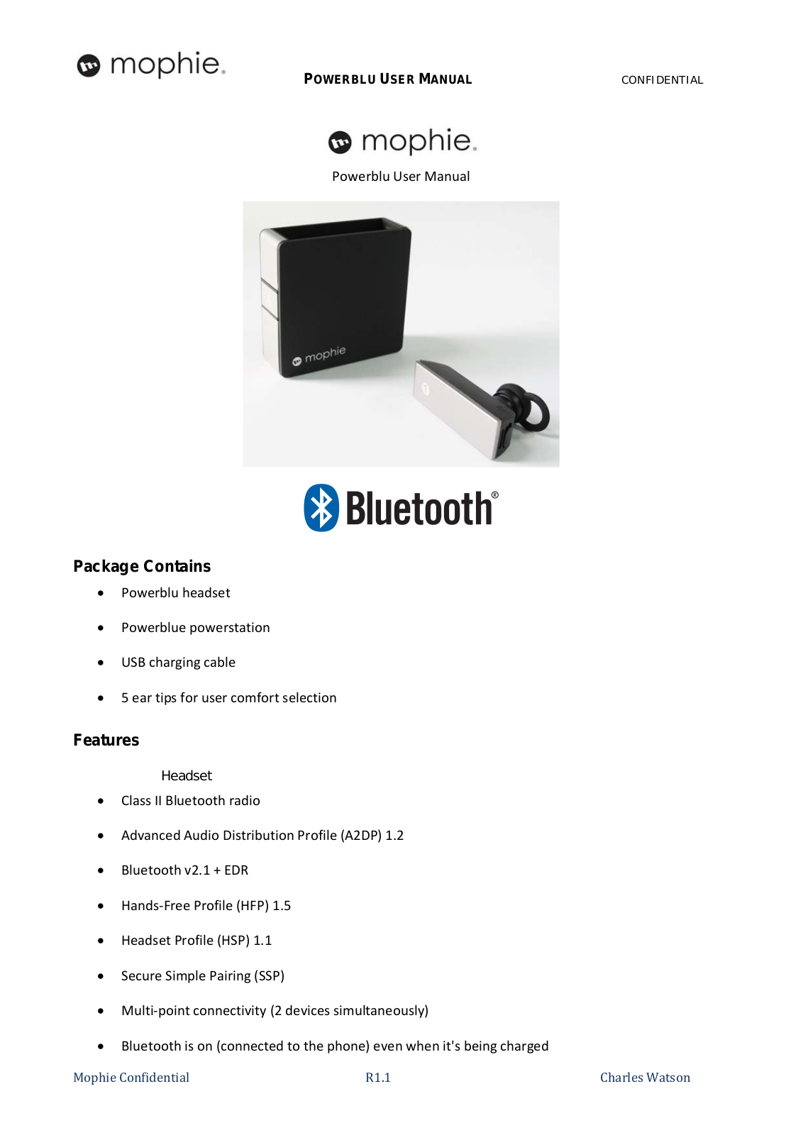 mophie POWERBLU12 User Manual