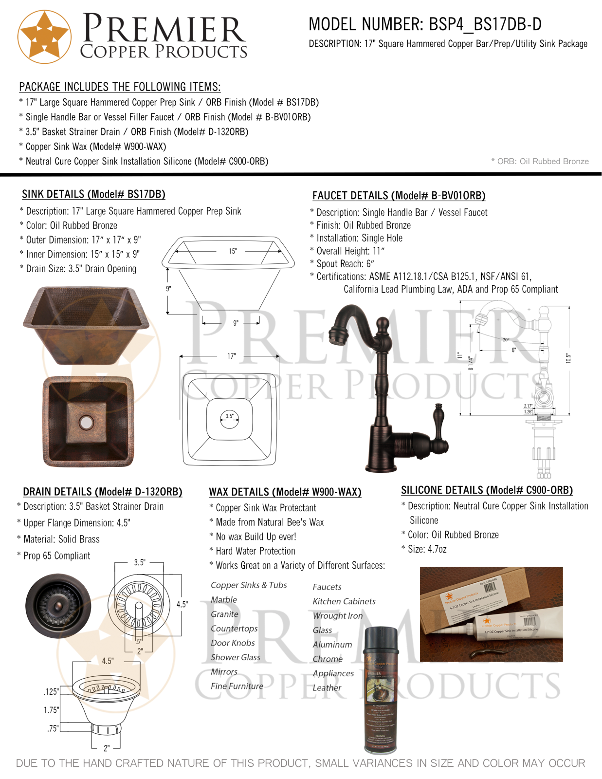 Premier Copper Products IER1799 Specifications - ManualMachine.com