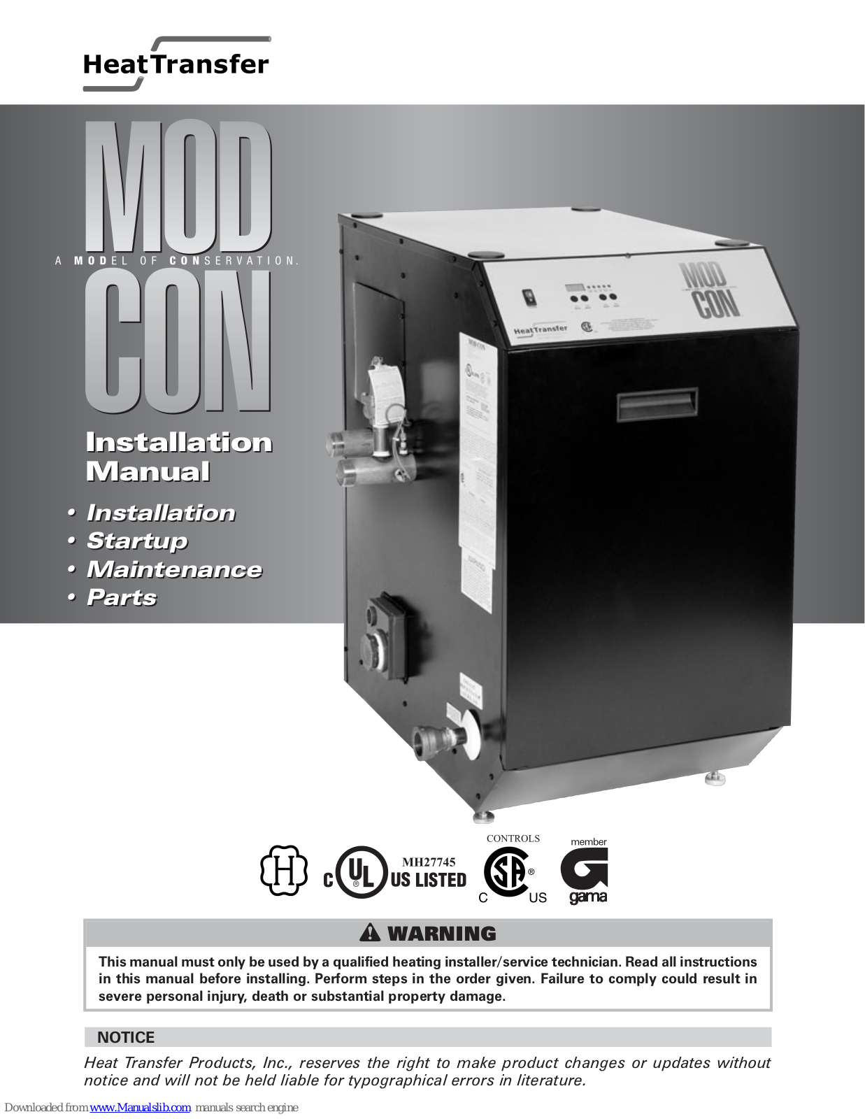 Mod Con 300, 500, 850 Installation Manual