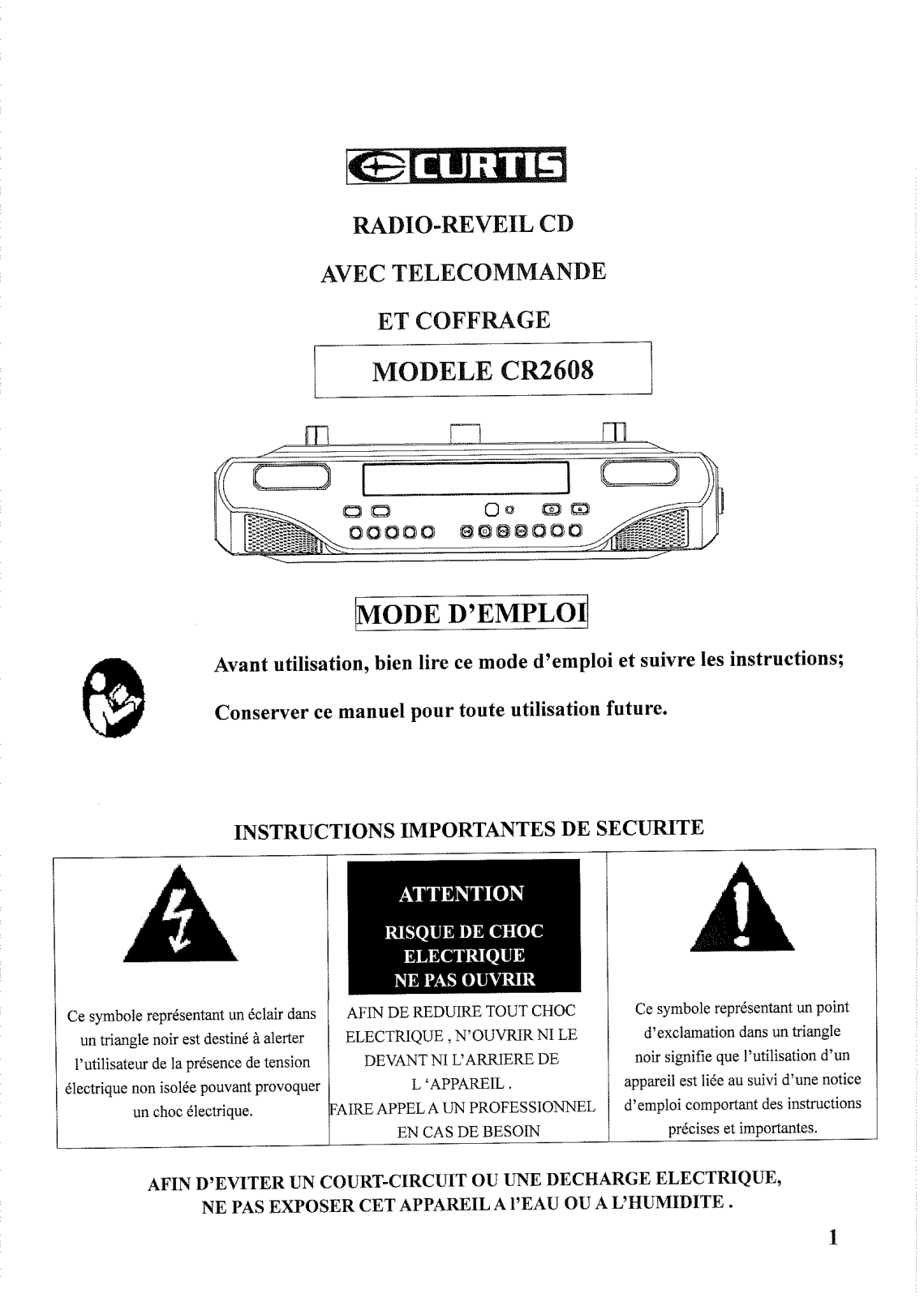 CURTIS CR2608 User Manual