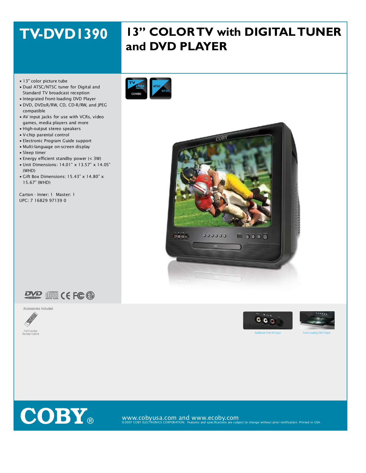 COBY TV-DVD1390 User Manual