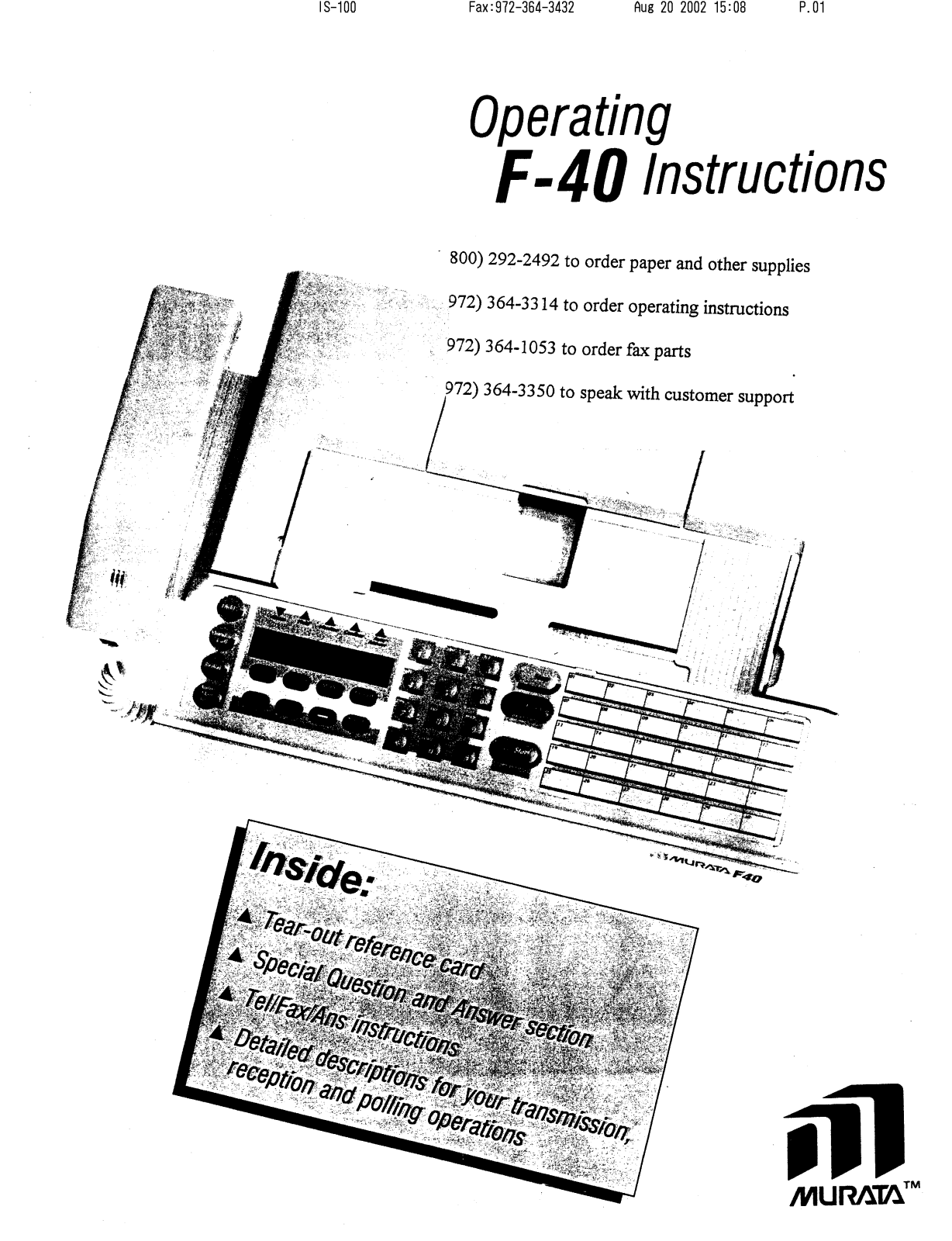 Muratec F-40 User Manual