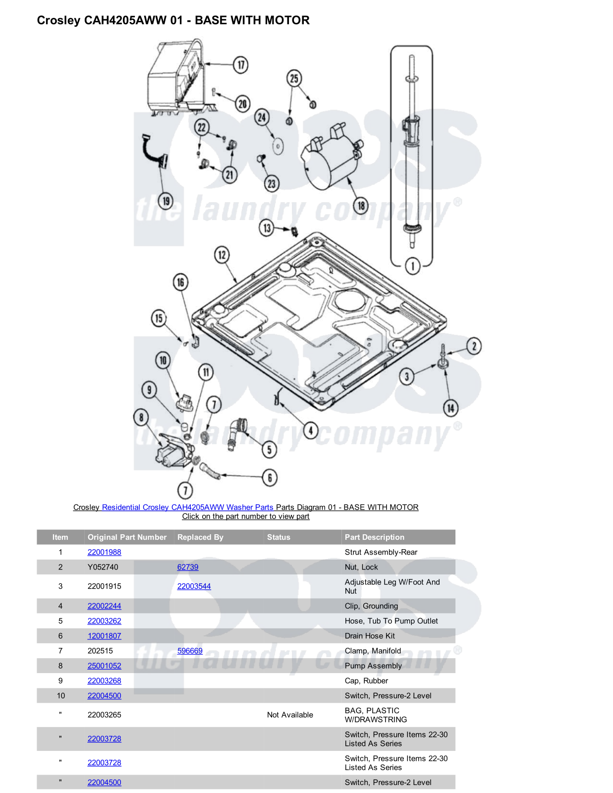 Crosley CAH4205AWW Parts Diagram