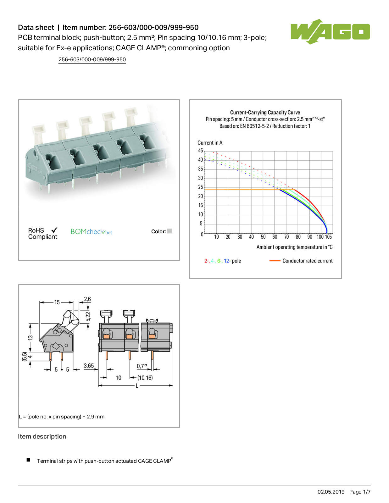 Wago 256-603/000-009/999-950 Data Sheet