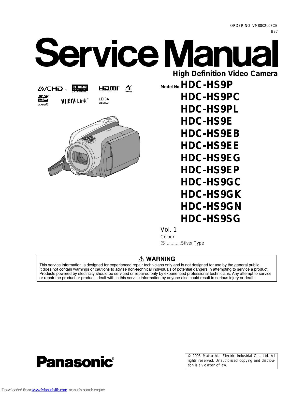 Sony HDC-HS9P, HDC-HS9PC, HDC-HS9E, HDC-HS9PL, HDC-HS9EB Service Manual