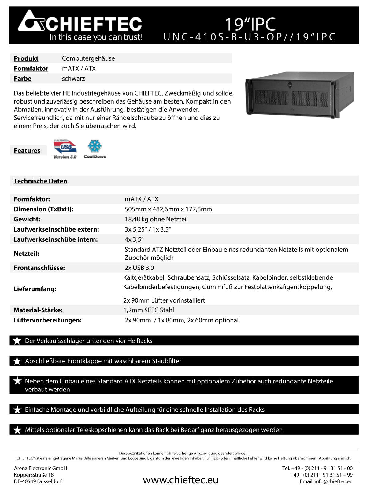 Chieftec UNC-410S-B-U3-OP User Manual