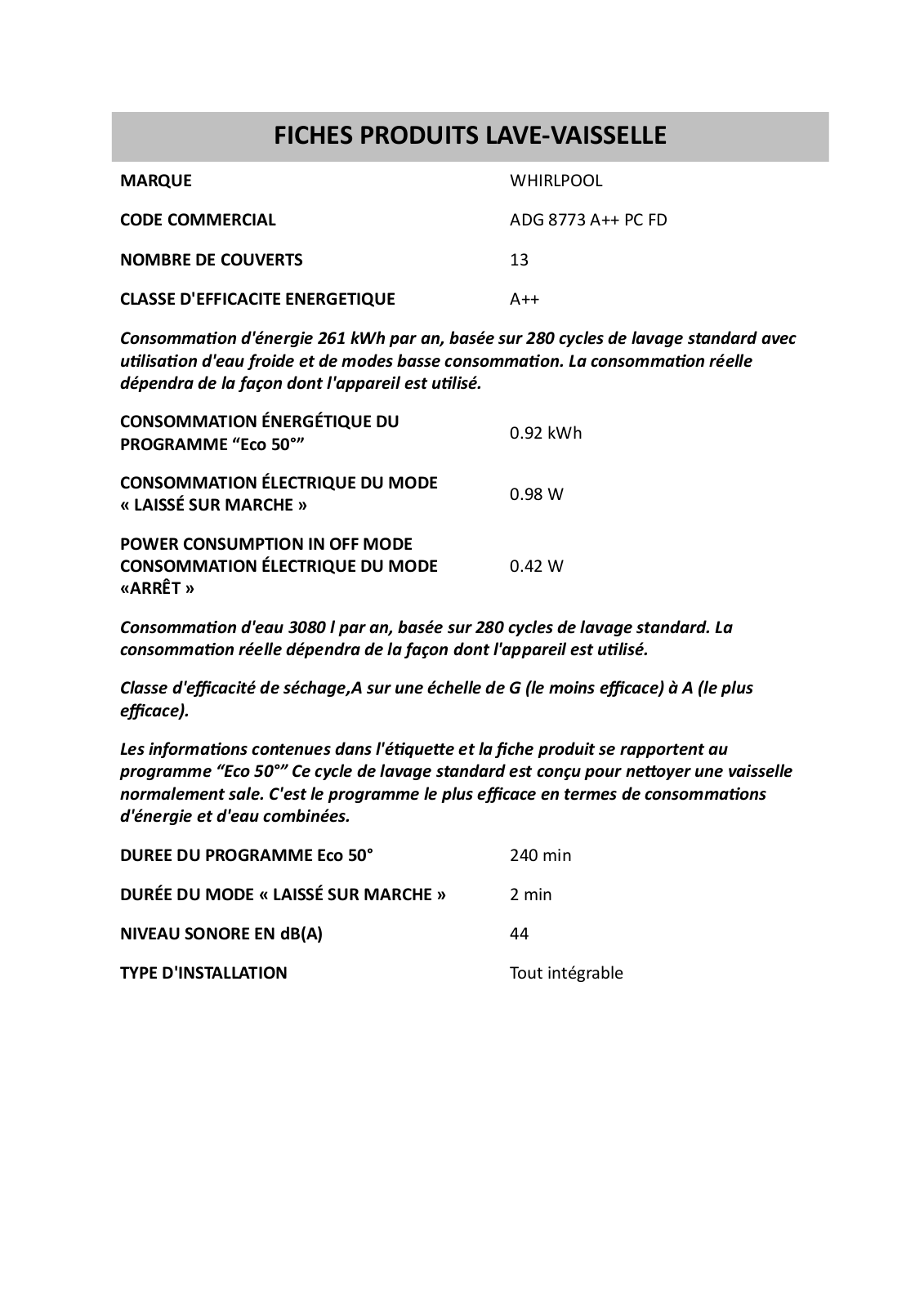 WHIRLPOOL ADG 8773 A PC FD User Manual