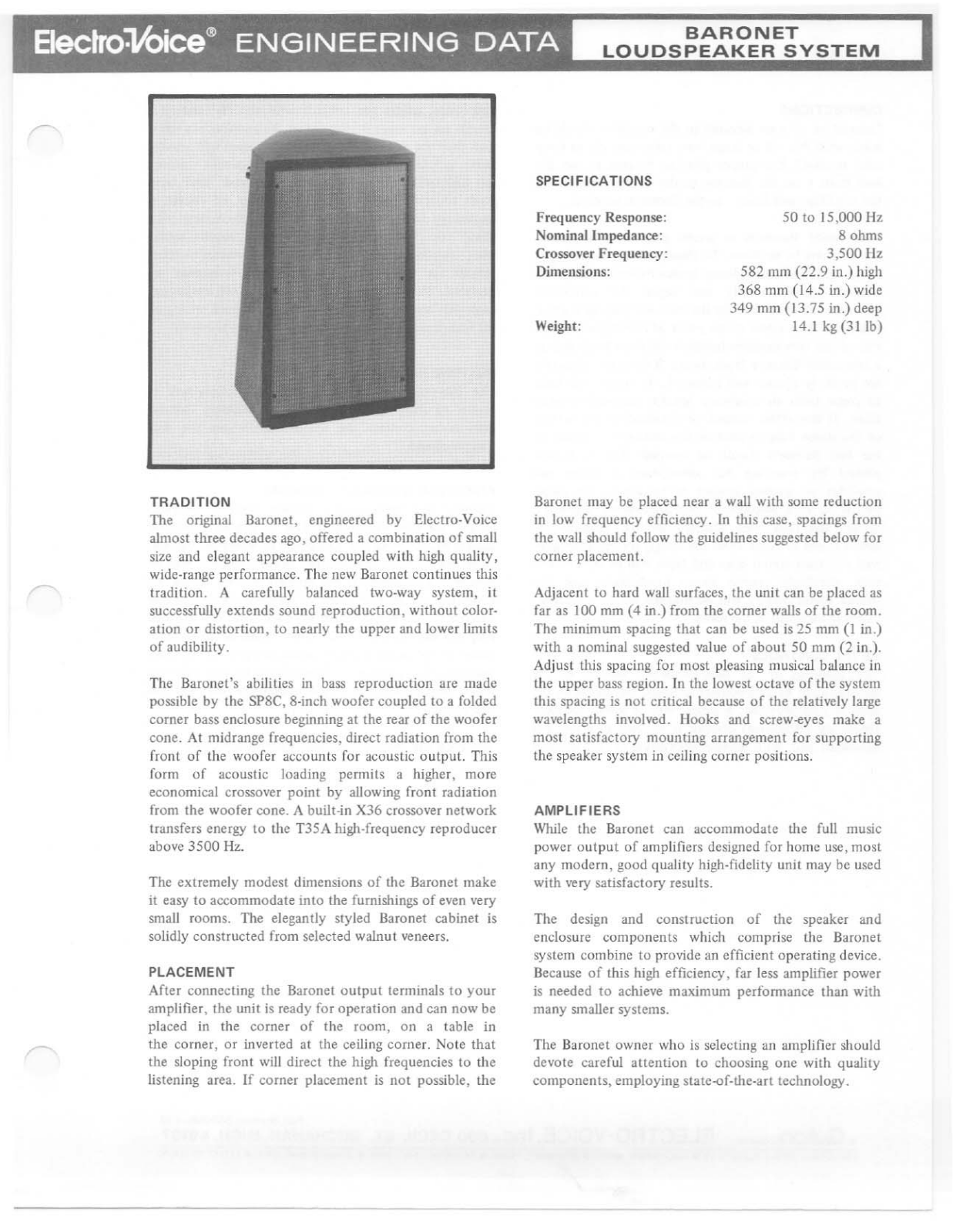 Electro-Voice Baronet User Manual