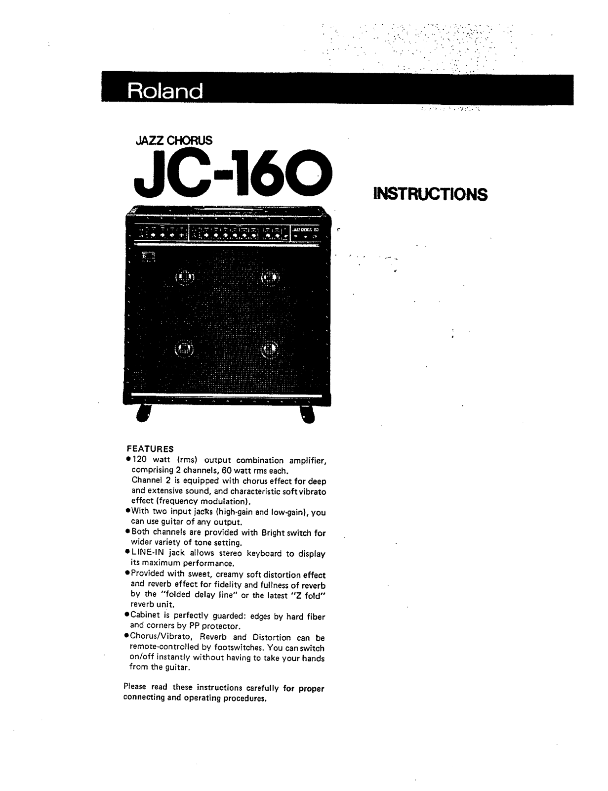 Roland Corporation JC-160 Owner's Manual