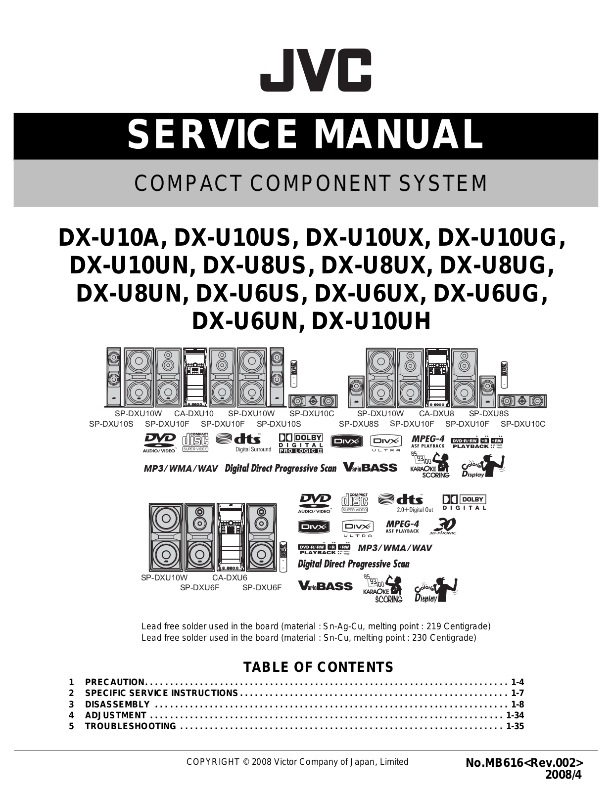 JVC DXU-10, DXU-6, DXU-8 Service manual
