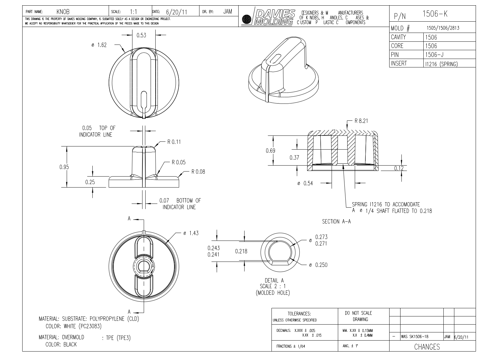 Davies Molding 1506-K Reference Drawing