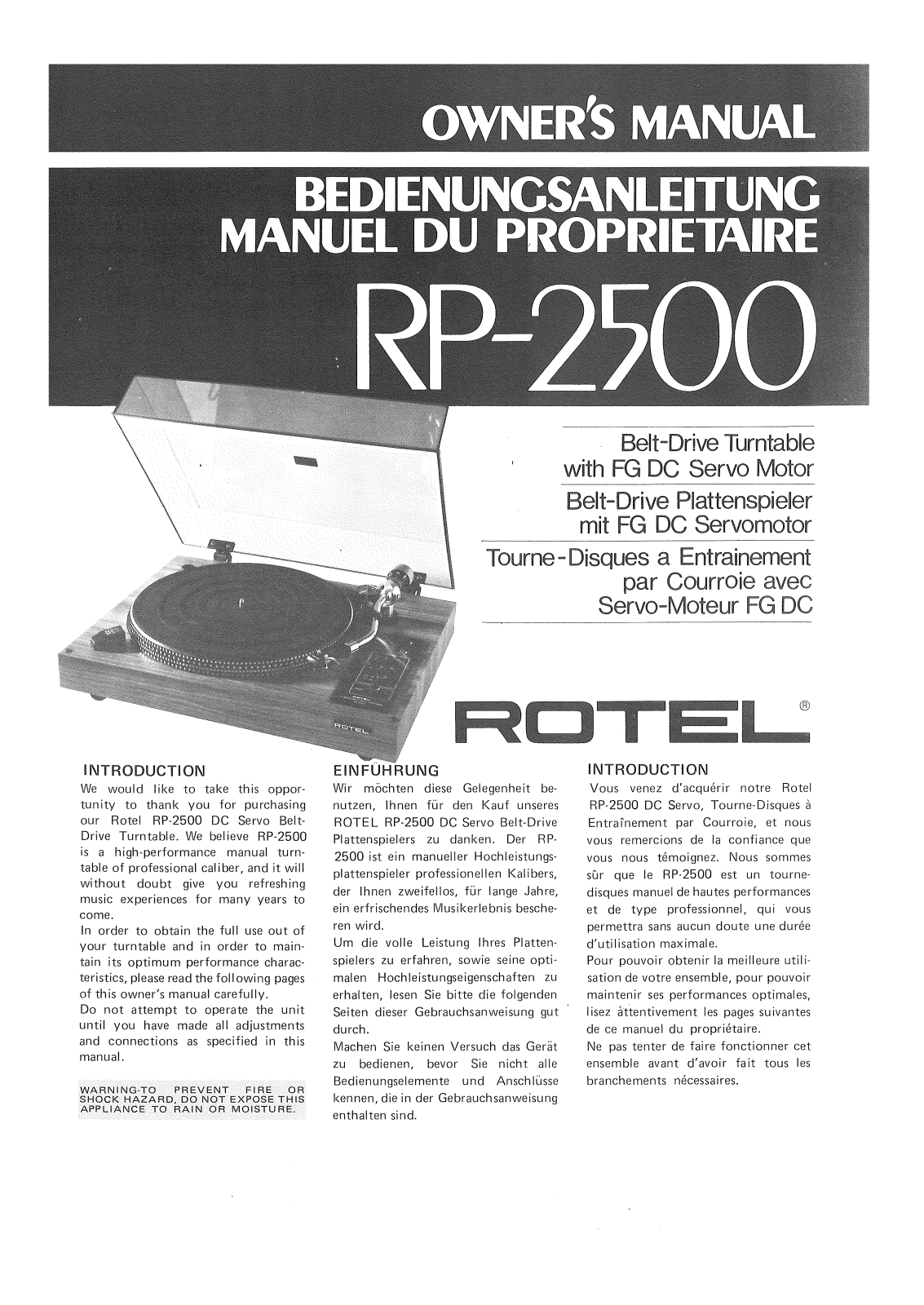 Rotel RP-2500 Owners manual